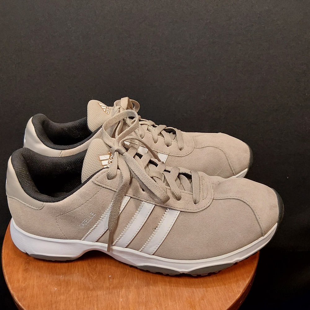 VTG 2008 Adidas Gazelle Golf Shoes Trainers 11 Beige Suede Cleats Traxion 737874